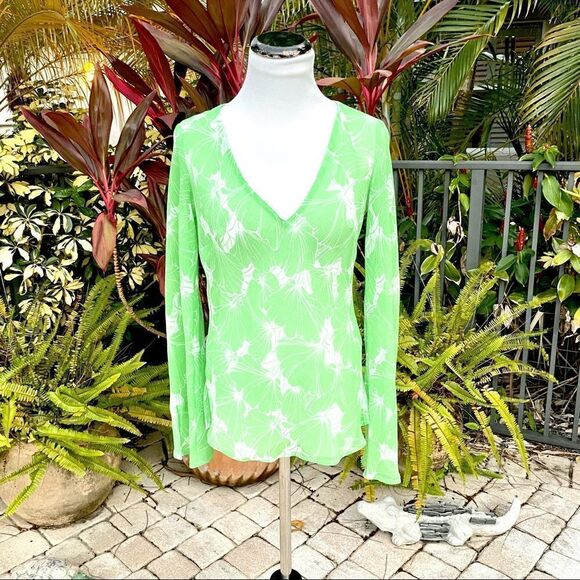 Loft Palm/Hibiscus Long Sleeve Blouse - Picture 2 of 8